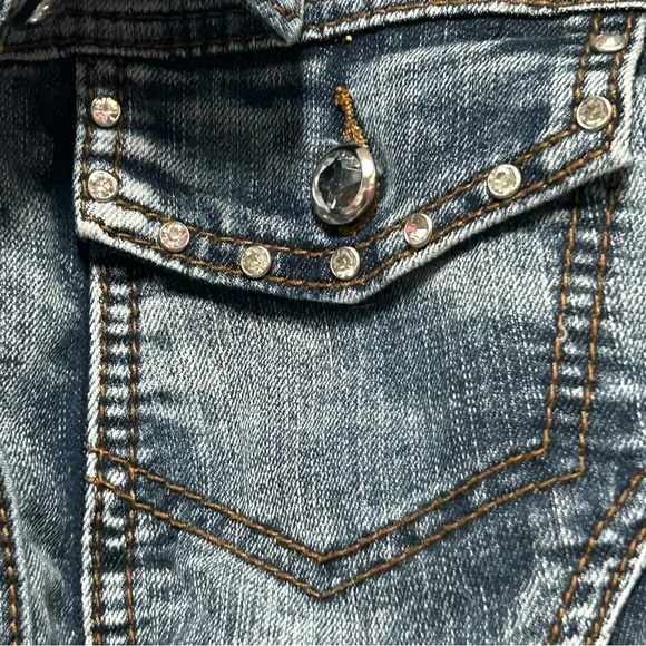 Y2K Earl Jeans Blue Denim Jacket with Rhinestone Buttons - Picture 5 of 12